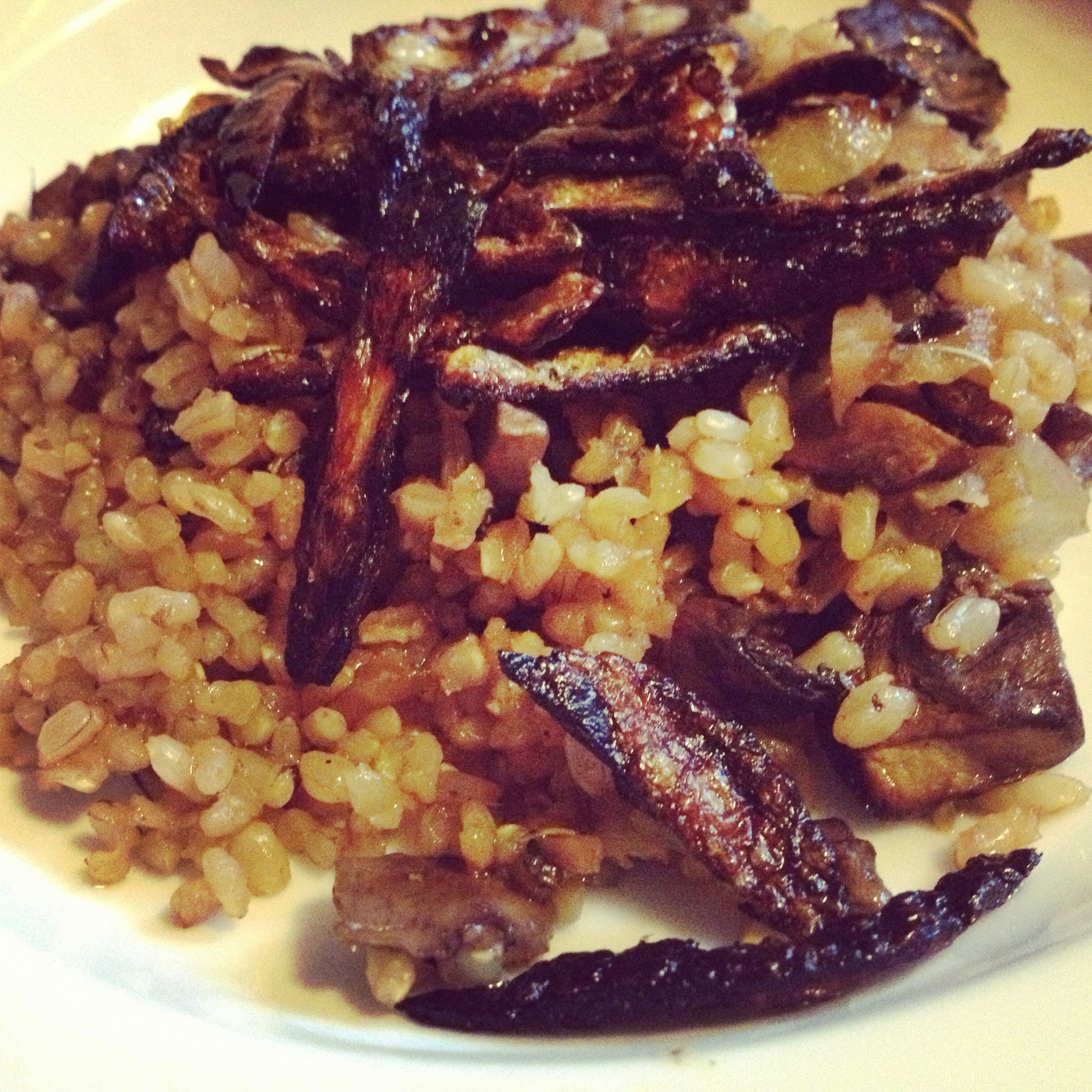 Brown rice risotto with onions