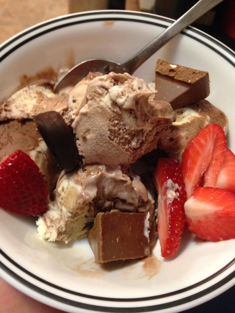 Excellent dessert including Ben & Jerry's, strawberries, and Toblerone! 