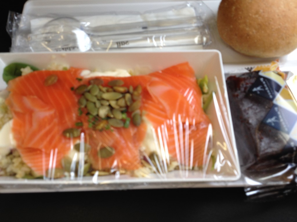 Fresh salmon caught that day--nobody can beat Air New Zealand