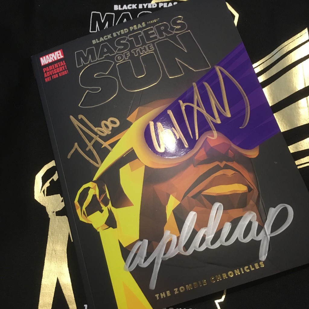 We're close to our comic book store again and we got a signed copy from Black Eyed Peas (sans Fergie) on their new graphic novel