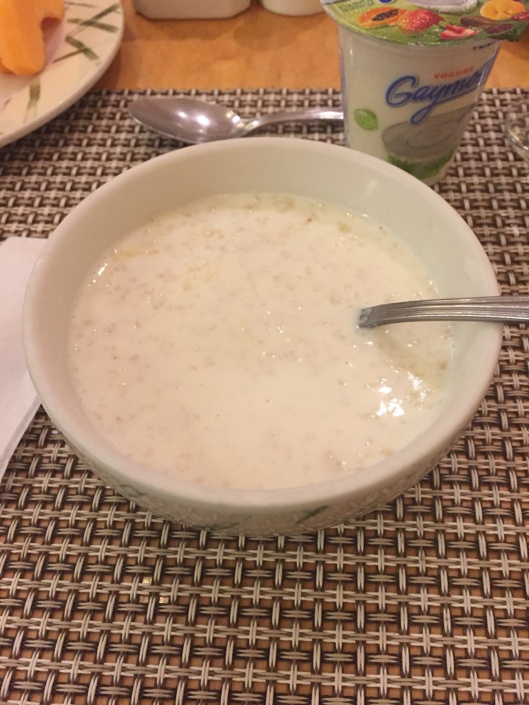 My breakfast every morning there; oats in milk