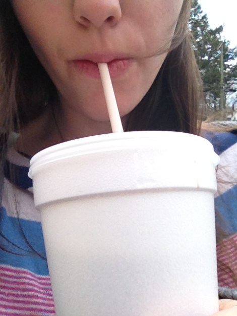 Me gulping down a milk shake