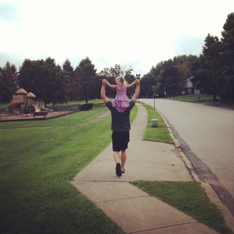 Chris and his niece on a walk
