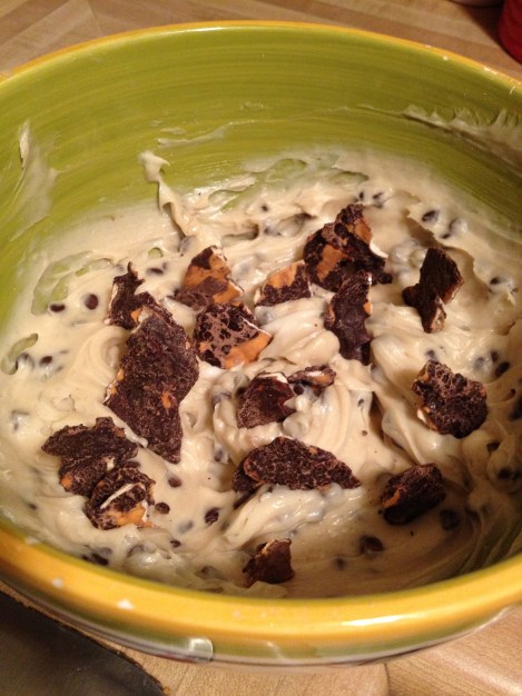 Finished product with some chocolate-covered pretzel thins 